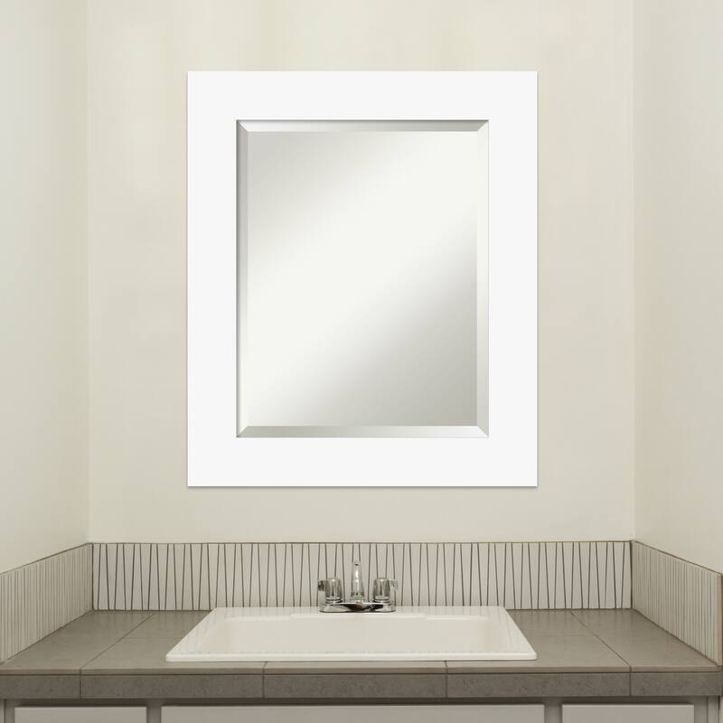 Basic Beveled Wood Framed Bathroom Vanity Wall Mirror