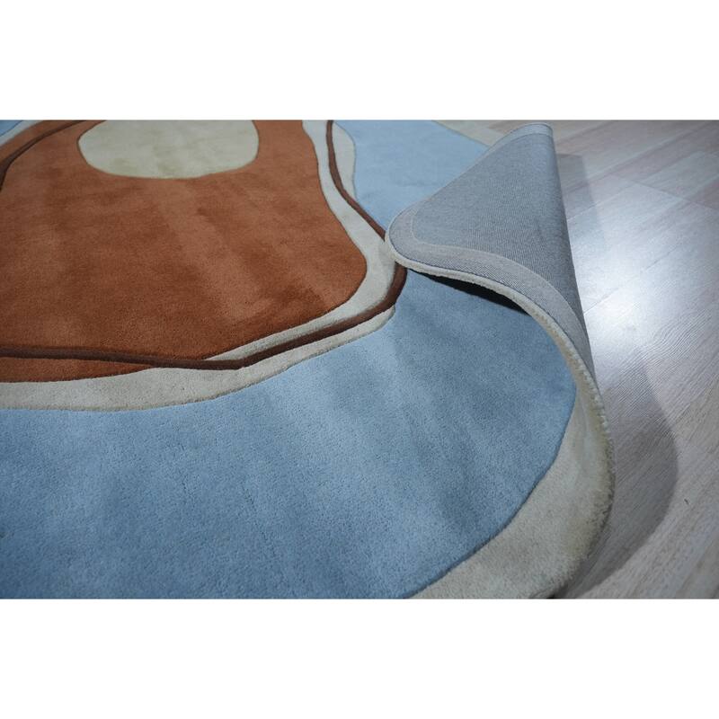 Blue Hand-Tufted Wool Contemporary Modern Area Rug - Modern Sophistication and Luxurious Design