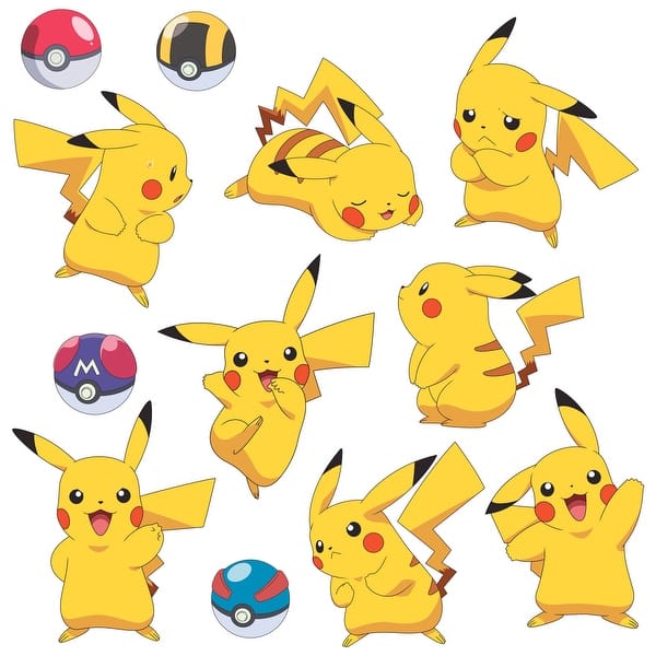 slide 2 of 4, Yellow & Black Pokémon Pikachu Wall Decals by RoomMates