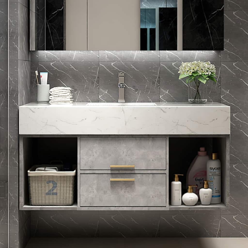 39.4" Wall-Mounted Single Bathroom Vanity Set