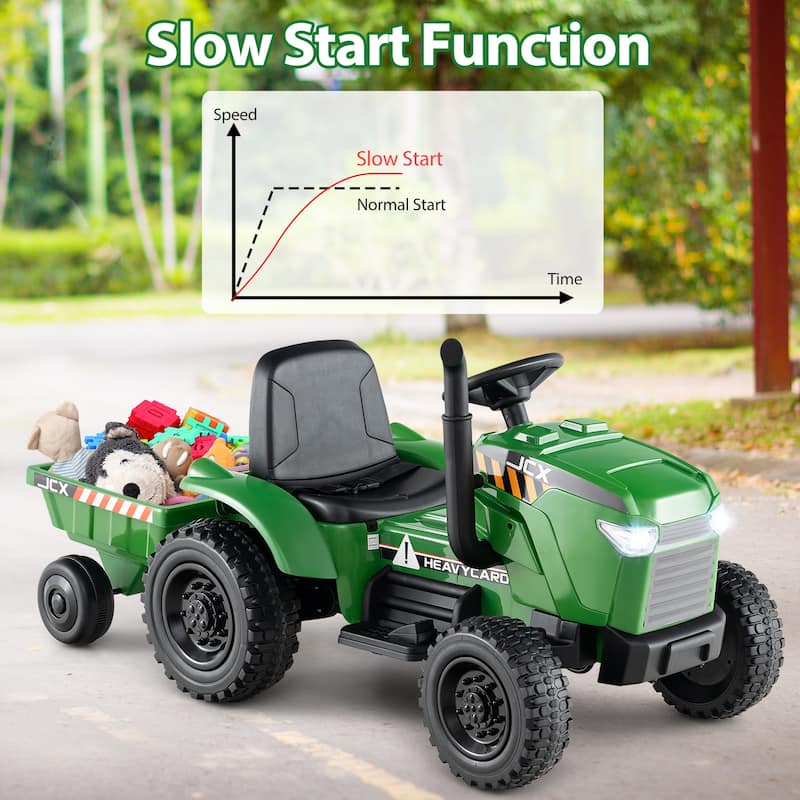 Gymax 2-in-1 Kids Ride On Tractor 12V Battery Powered Toy Car w/