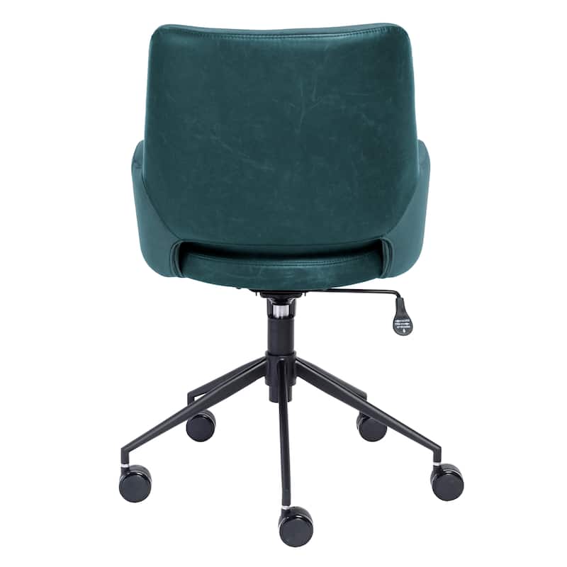 Desi Tilt Office Chair in Blue "Velvet-like" Fabric and Leatherette with Black Base