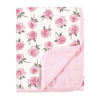 Little Treasure Baby Girl Cotton Muslin Tranquility Quilt Blanket, Rose, One Size - Rose - One Size