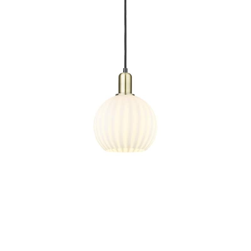 Innovations Lighting 716-1P-11-8 White Venetian Pendant White Venetian - Black Antique Brass / White Venetian