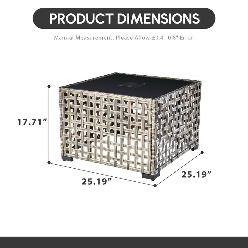 XIZZI Outdoor Solar-Powered Coffee Table with LED Lighting - 25.19" x 25.19" x 17.71"