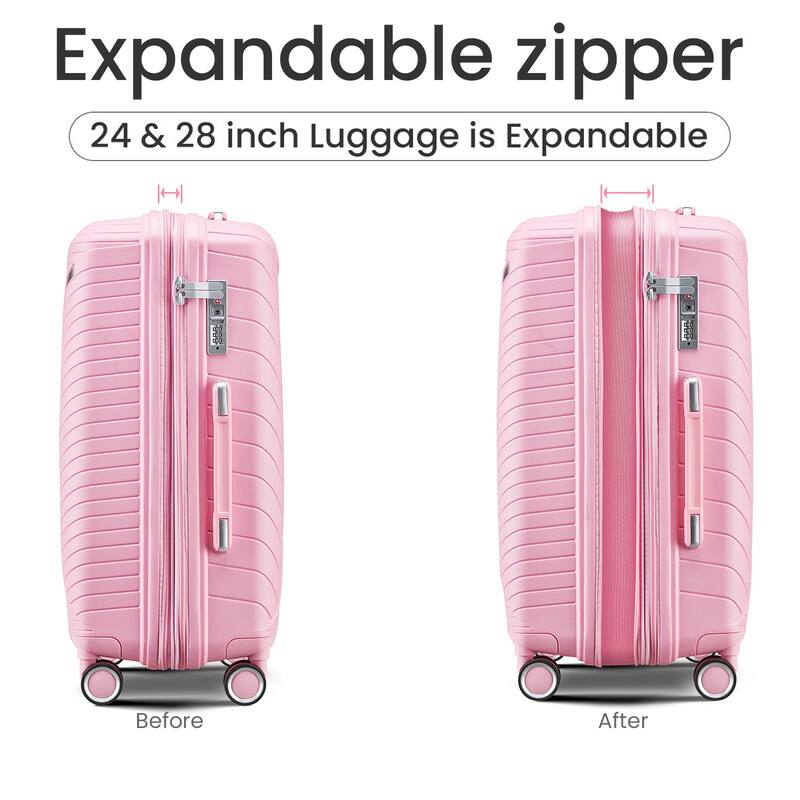 Luggage Sets 4 Piece(14/20/24/28), Expandable Suitcase with Double Spinner Wheels TSA Lock PP Material