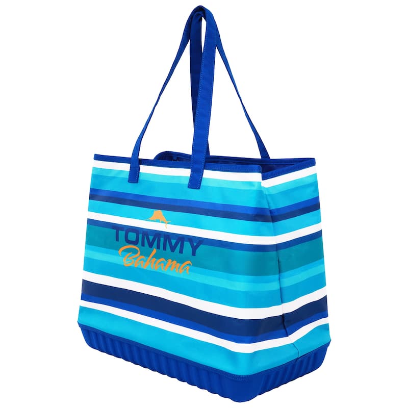 Tommy Bahama Water-Repellent Tote with Pouch - Ocean Stripe Print