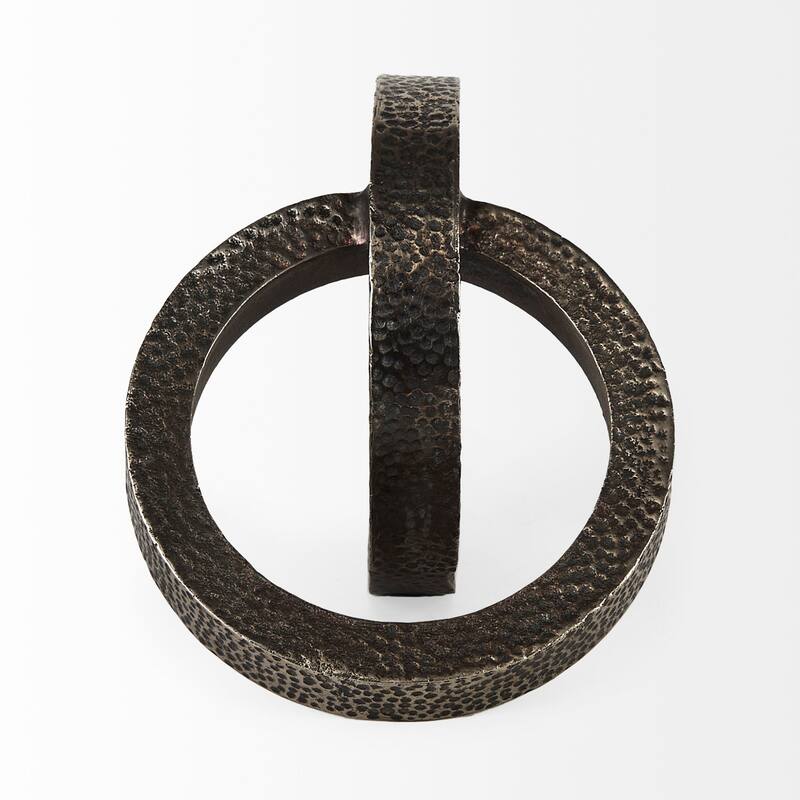Rafiki 7.9L x 5.9W x 5.9H Two Blackened Hammered Finish Metal Conjoined Circles
