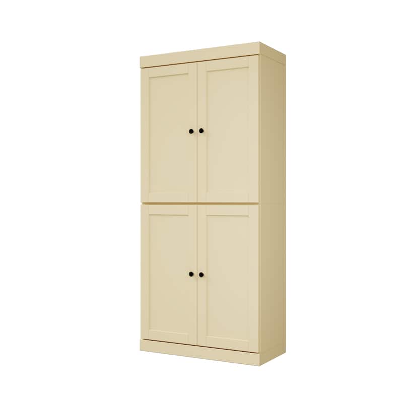 Palace Imports 100% Solid Wood 32" Pantry Cabinet with Shaker Doors, 2-Drawers and Adjustable Shelves