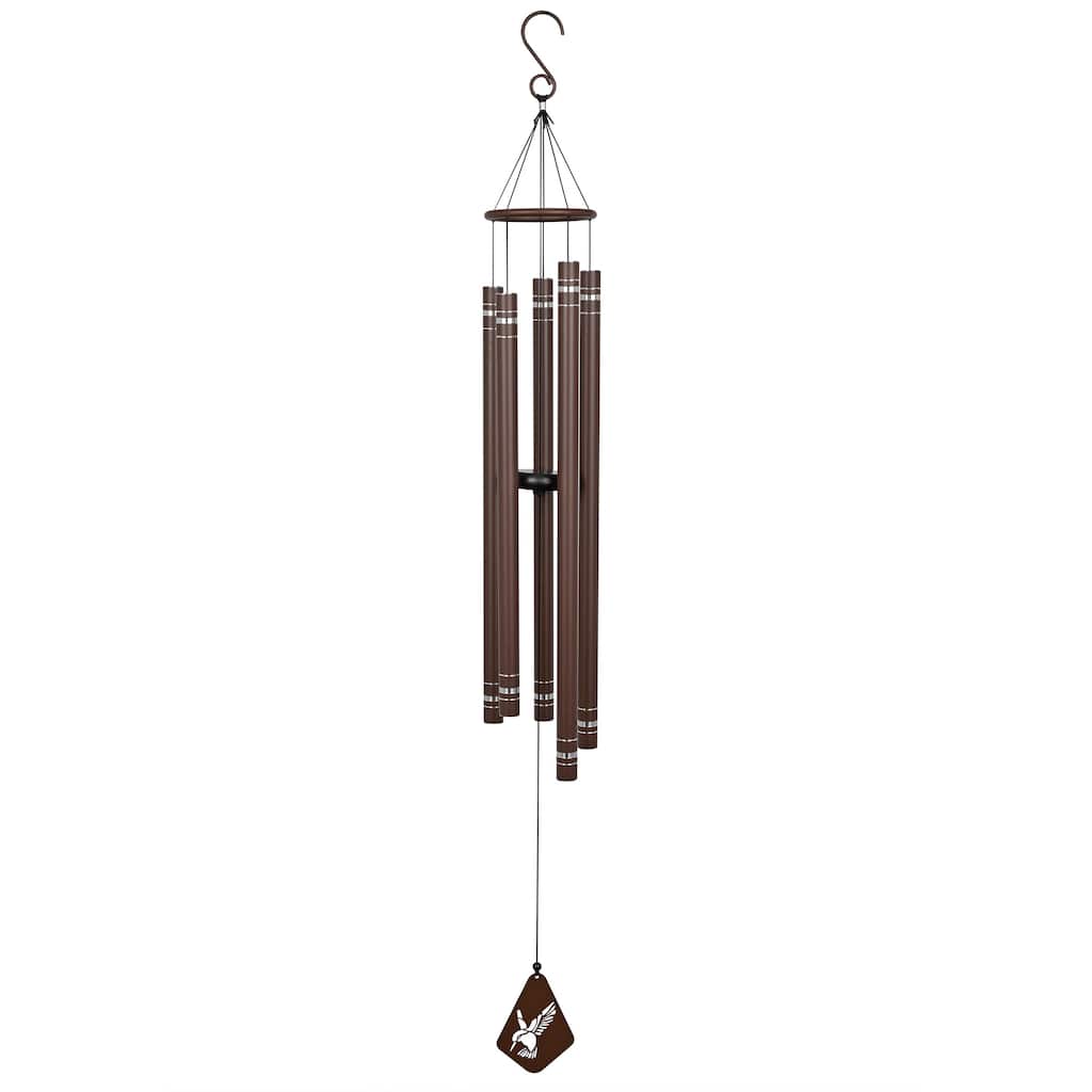 51" Brown Metal Windchime with Hummingbird Windcatcher