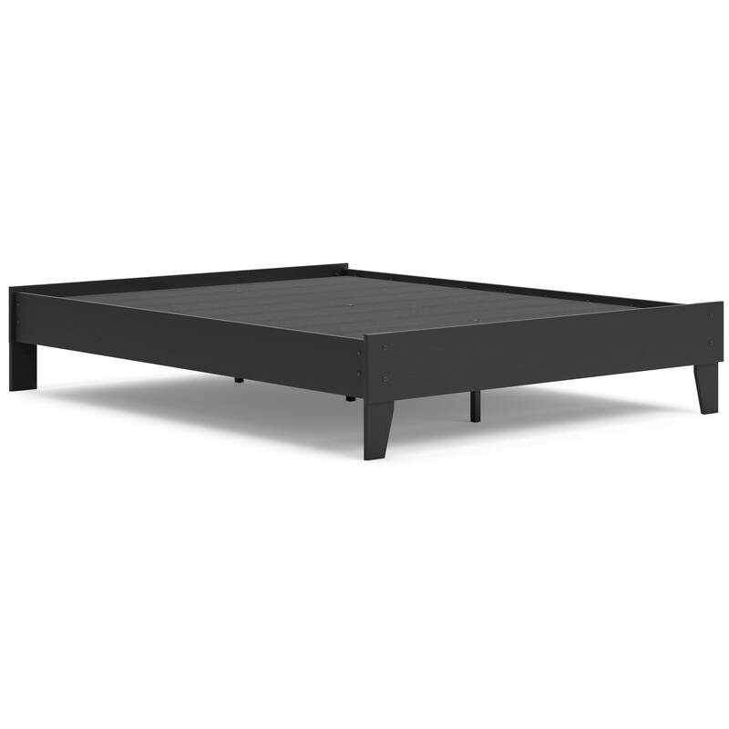 Alli Queen Size Platform Bed, Matte Black Wood Frame with Laminate