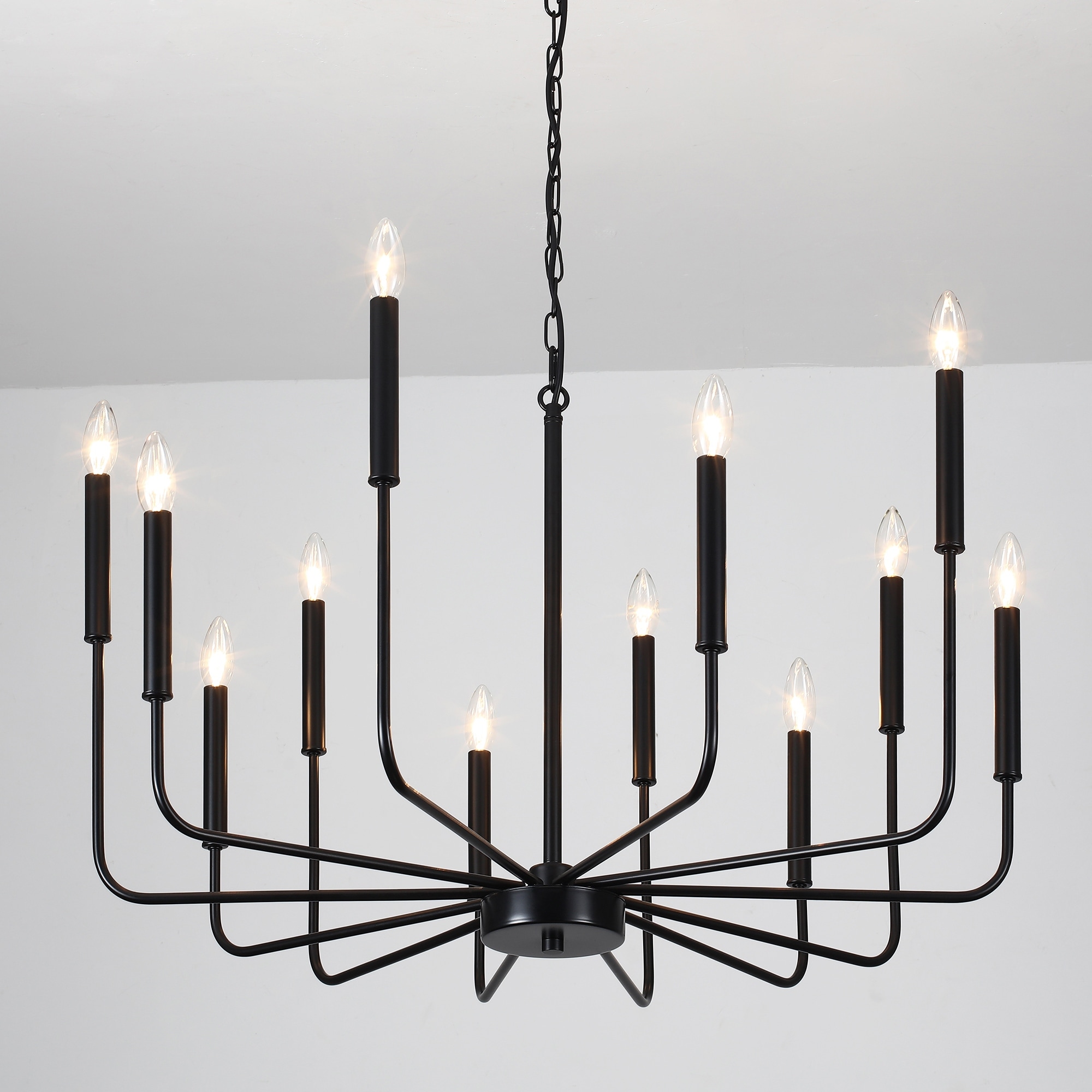 31.29" Wide Farmhouse Chandelier, 12-Light Classic Candle Chandelier for Dining Room Living Room Bedroom Kitchen