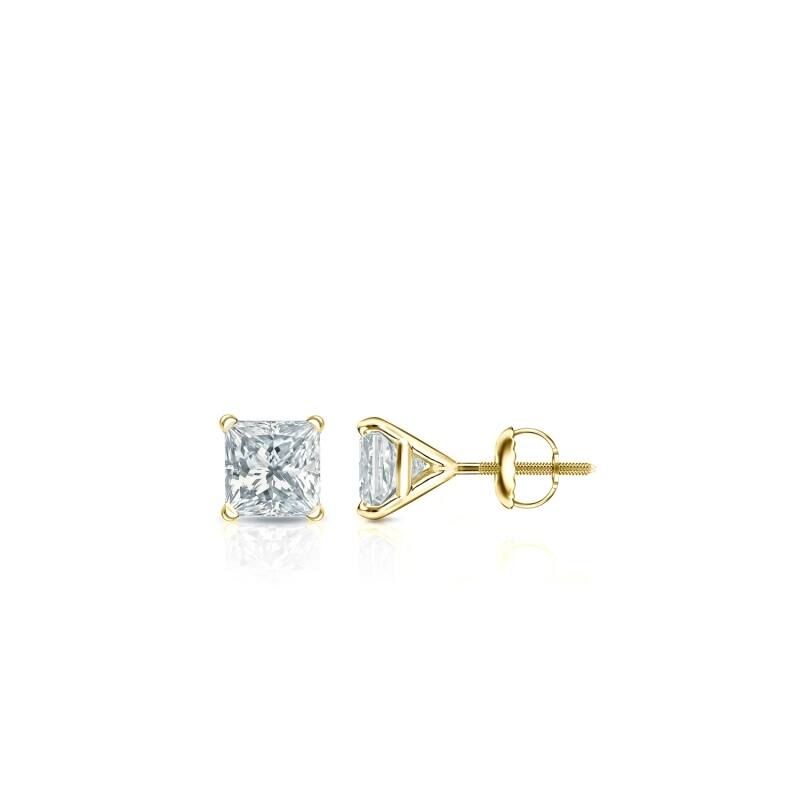 Auriya 18-karat Gold Lab Grown 0.25 carat TDW Princess Diamond Stud Earrings 4-Prong Martini Screw-back - Yellow