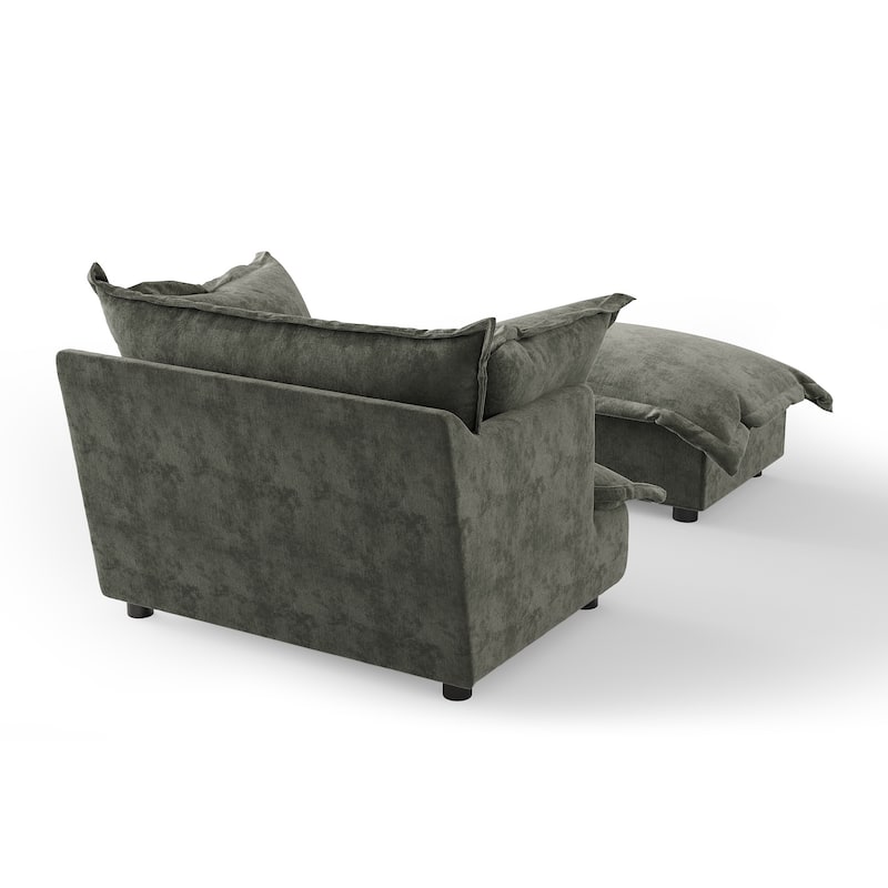 Modern Cloud Chaise Longue Accent Chair with Ottoman set