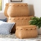 preview thumbnail 2 of 9, Ayleen Natural Rattan Basket Set with Scalloped Lids - Handwoven Wicker Storage Boxes, Boho Coastal Home Décor, 3-Piece Set