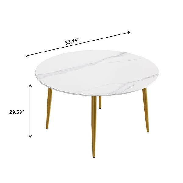 53'' Modern Sintered Stone Round Dining Table with Carbon Steel Legs ...