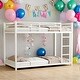 preview thumbnail 1 of 11, Kids and Baby Metal Twin over Twin Bunk Bed with Safety Guardrail White