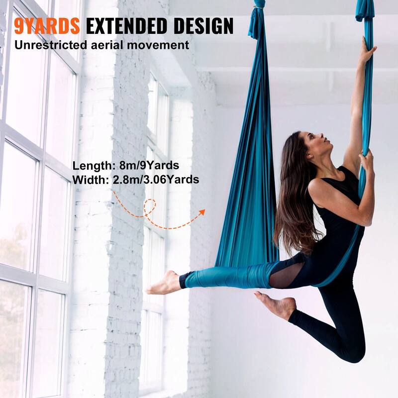 Aerial Yoga Hammock with 100gsm Nylon, Full Rigging Kit & Easy Setup - Dark-Green
