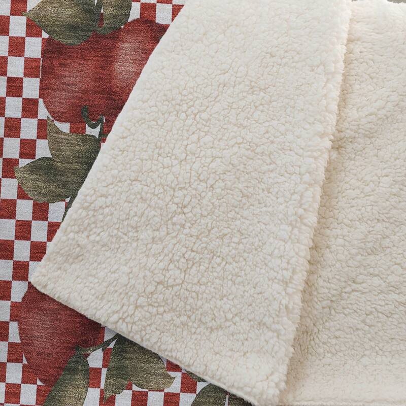 Premium Machine Washable ASB164 Apple Border Sherpa Throw Blanket