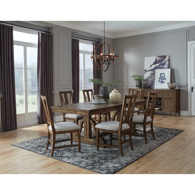 Magnussen Home Bay Creek Toasted Nutmeg Extendable Trestle Dining Table - 38''W x 72''D x 30''H