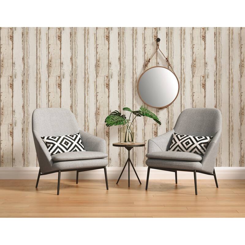 Galerie Wallcoverings Woods and Wicker Collection Wood Stripe Effect Matte Finish Vinyl on Non-woven Wallpaper Roll