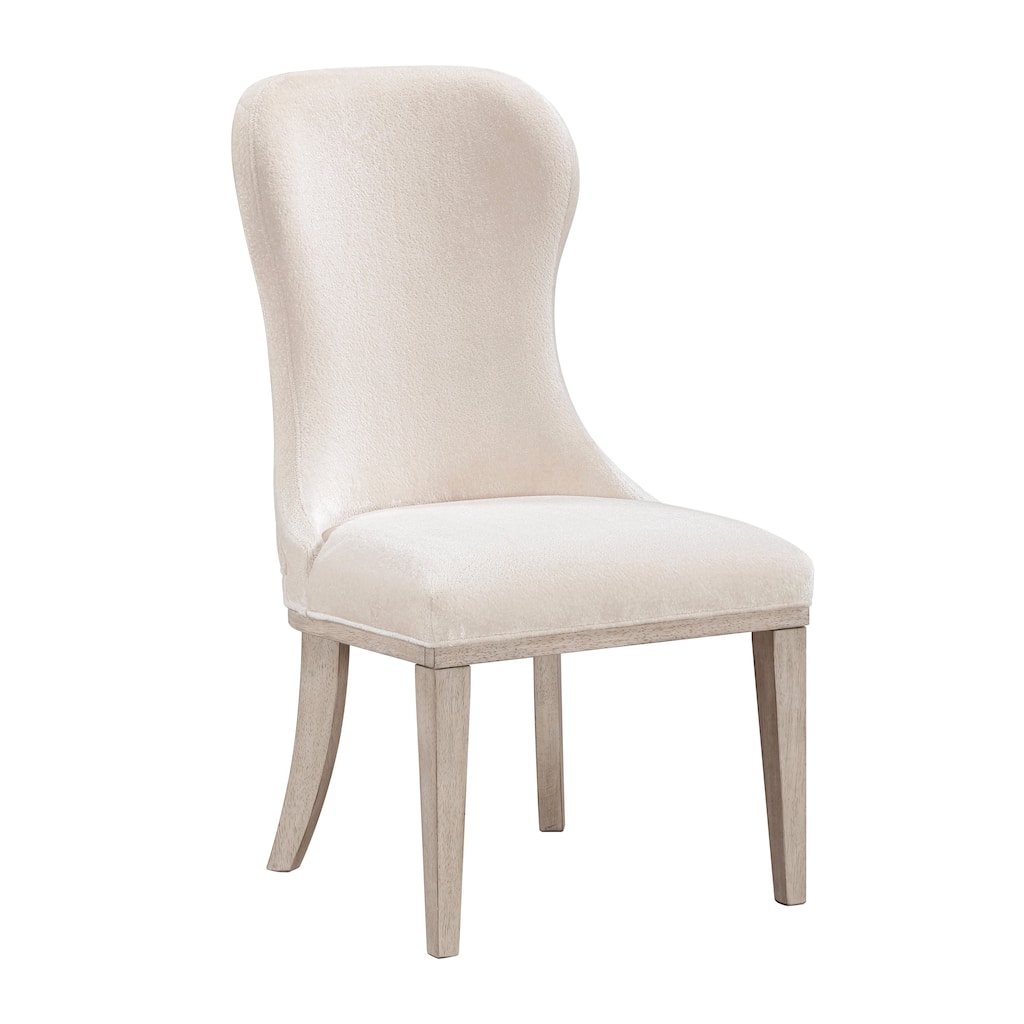 Classic Elegant Dining Chairs Foam Cushioned Seat Back Ivory Aesthetic Furniture