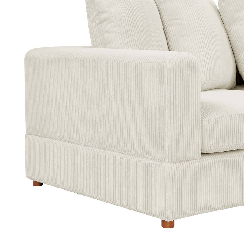 6-Piece Cream Corduroy Sectional, 75x116x36 inches, 352 pounds