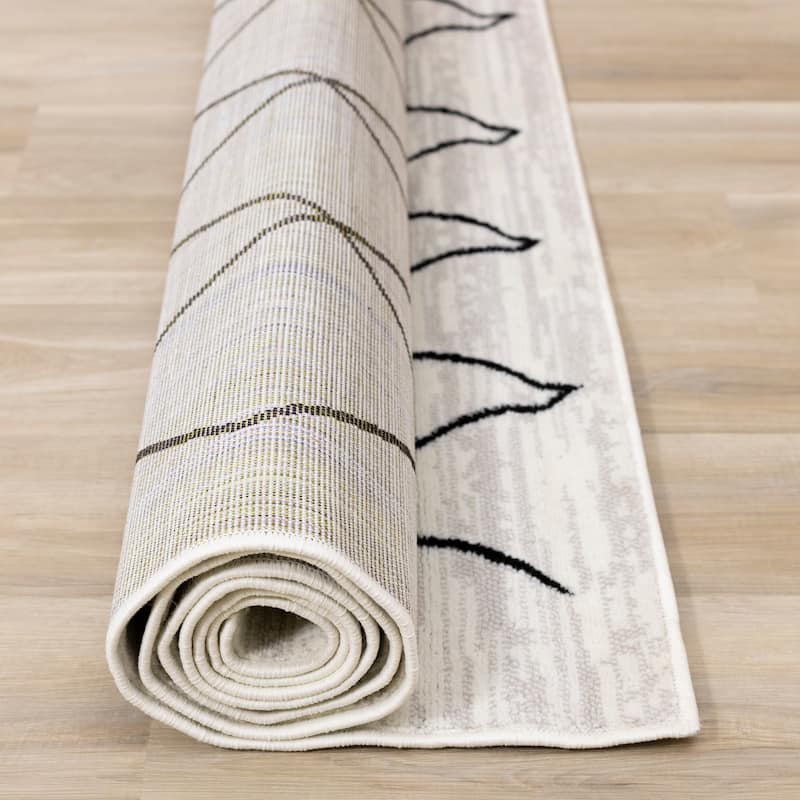 Madrid Collection - Cream/Black Trellis Lines Rug