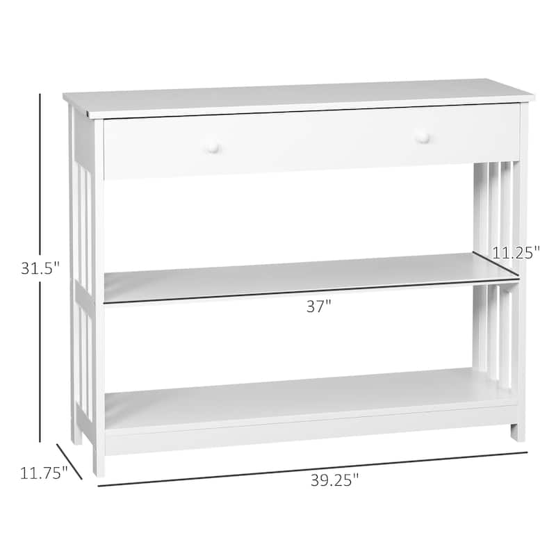 HOMCOM Console Hallway Table with Extra Wide Pull Out Drawer