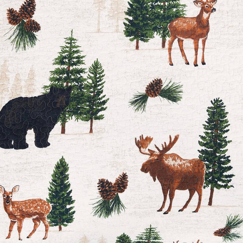 Crestwood Rustic Lodge Cotton Quilt Set - Reversible and Machine Washable