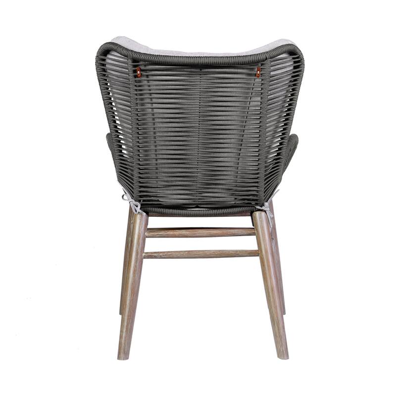 Fanny Solid Eucalyptus Wood & Rope Outdoor Patio Dining Chair