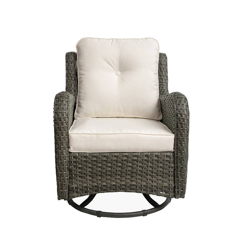 Patio Rattan Chairs Outdoor Wicker Swivel Rocker with Cushion