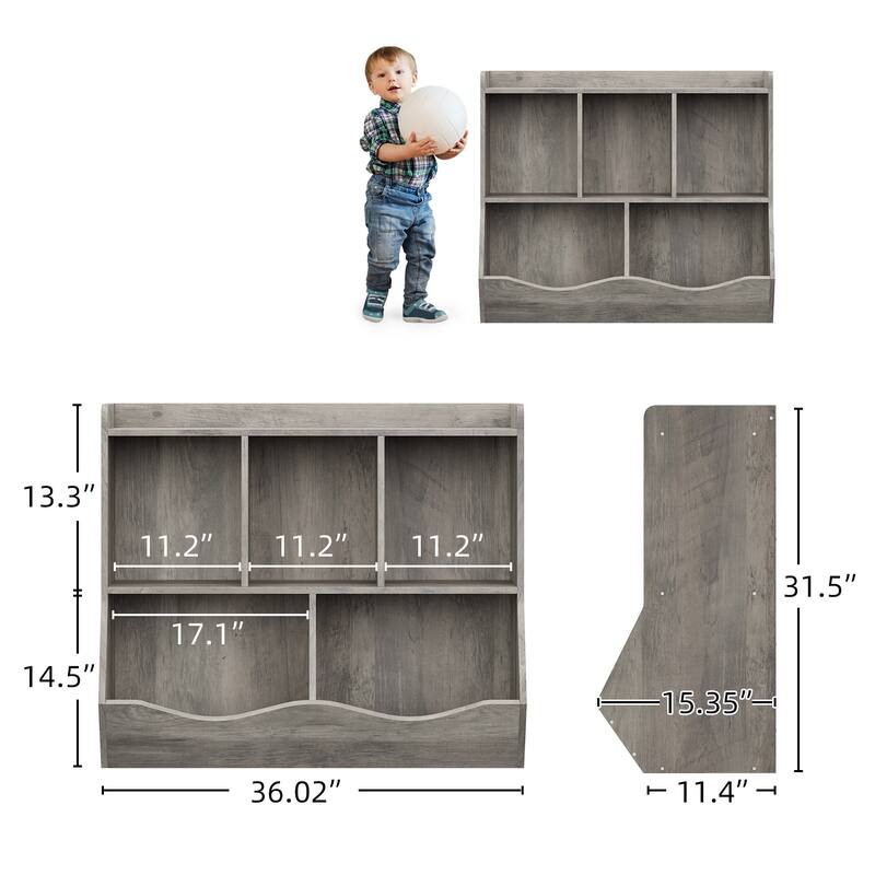 Kids Bookshelf and Bookcase Toy Storage Multi Shelf with Cubby Organizer Cabinet