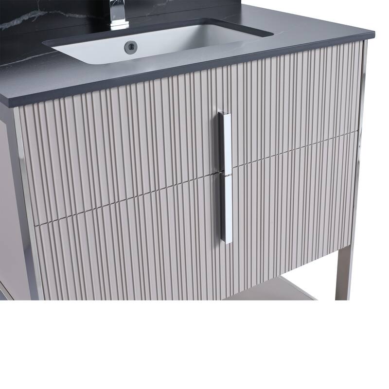 Fine Fixtures Serenity Modern Bathroom Vanity with Black Sintered Stone Top
