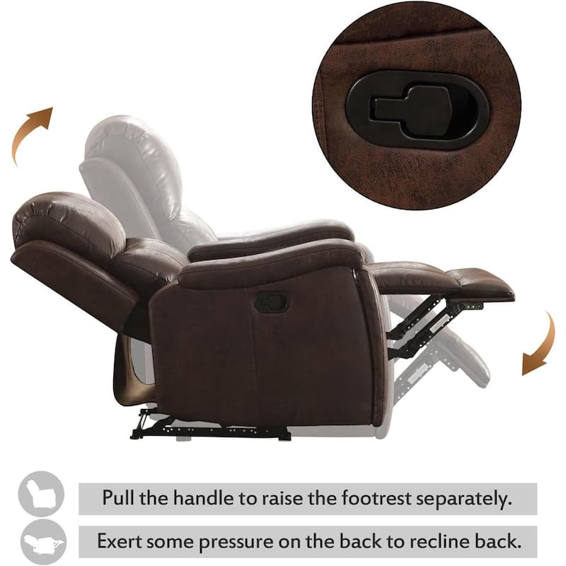 Manual reclining chair with soft and comfortable cushions