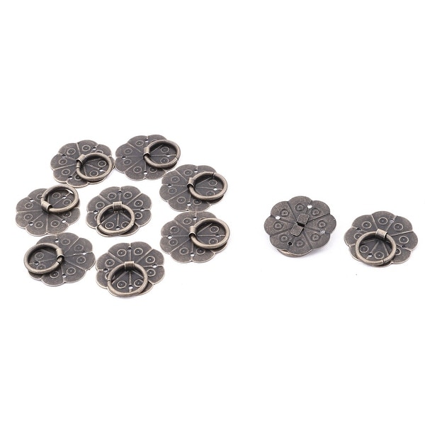 Unique Bargains 29mm Dia Cabinet Drawer Metal Round Ring Pull Handle Hardware Bronze Tone 10pcs - 29 x 5 mm