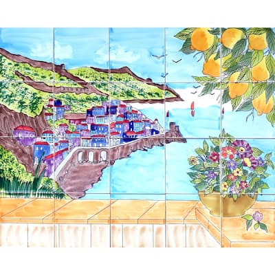 30x24 Amalfi Coast Italian Backsplash 20pcs Ceramic Tiles Wall Mural