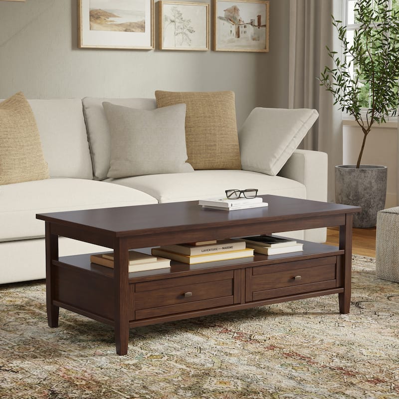 WYNDENHALL Norfolk Wood Transitional Coffee Table - 48 Inches wide - Russet Brown