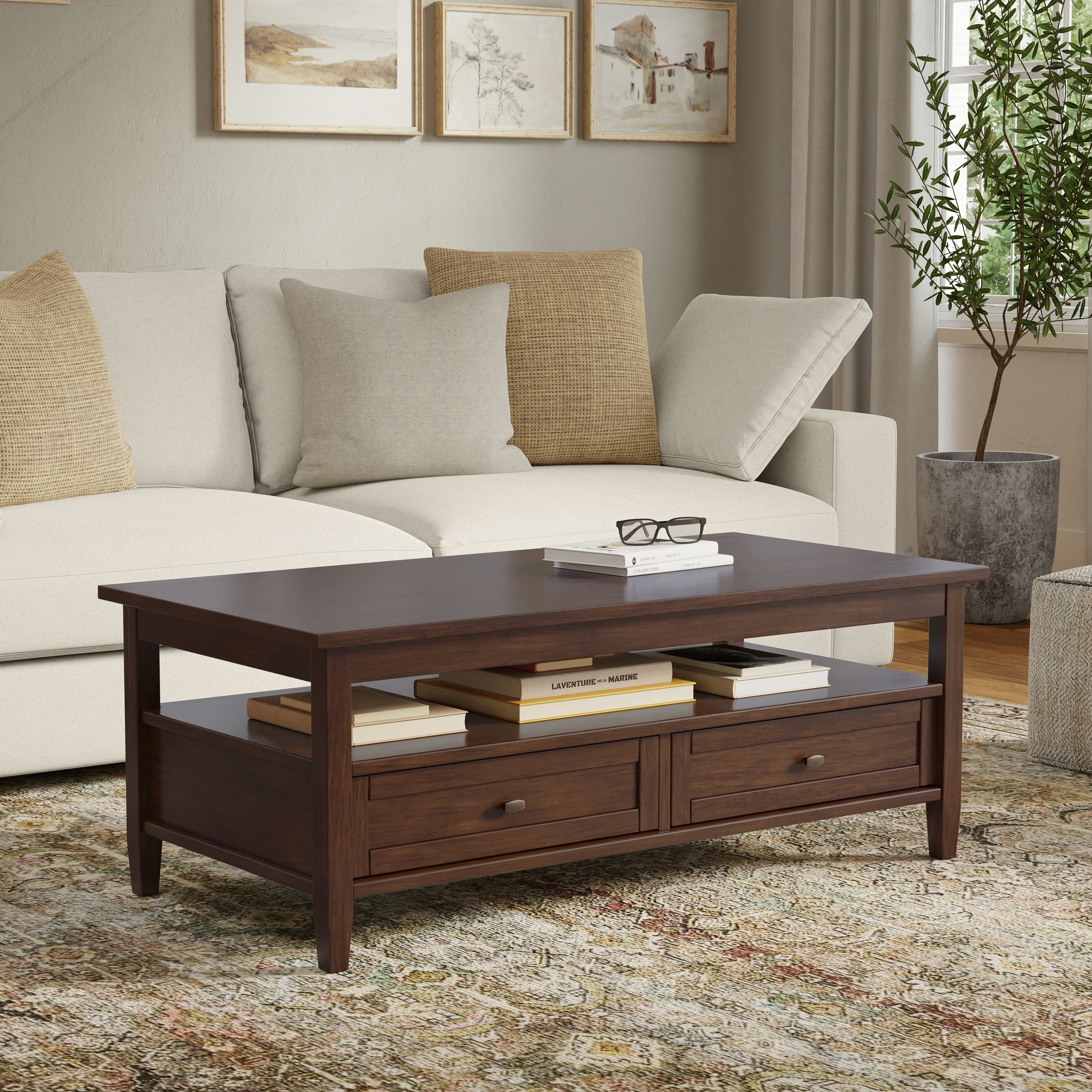 WYNDENHALL Norfolk Wood Transitional Coffee Table - 48 Inches wide