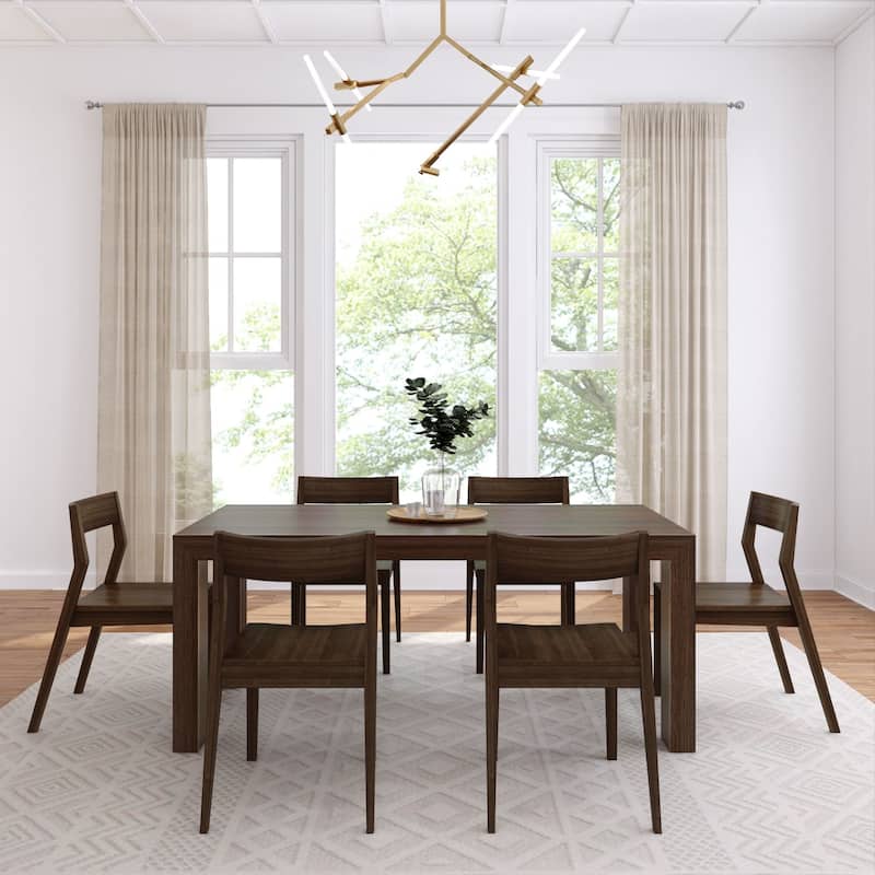 Plank and Beam 72" Modern Solid Wood Dining Table and Chairs Set