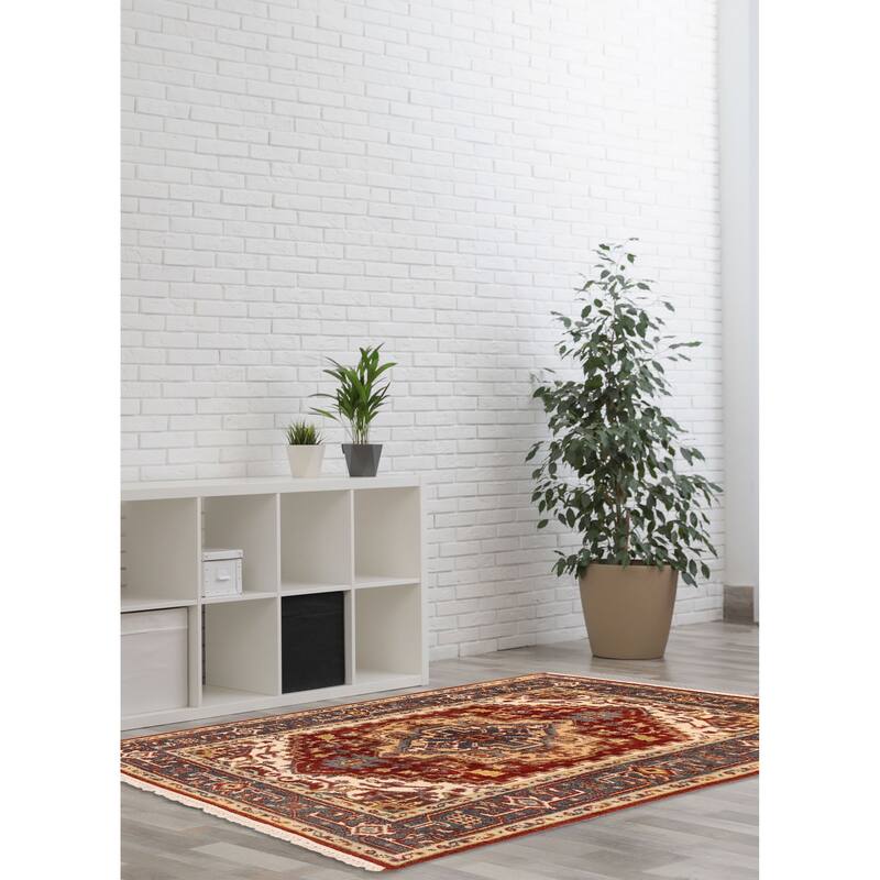 ECARPETGALLERY Hand-knotted Serapi Heritage Dark Red Wool Rug - 3'11 x 6'0