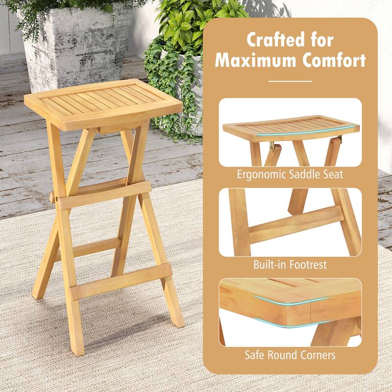 Gymax Outdoor Bar Stools Set of 4 w/ Countered Seat & Footrest Patio