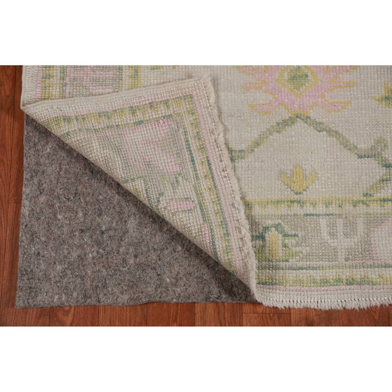 Hand Knotted Oriental 100% Wool Carpet Transitional Geometric Beige & Ivories Oushak Runner Rug - 15' 0'' X 3' 4''