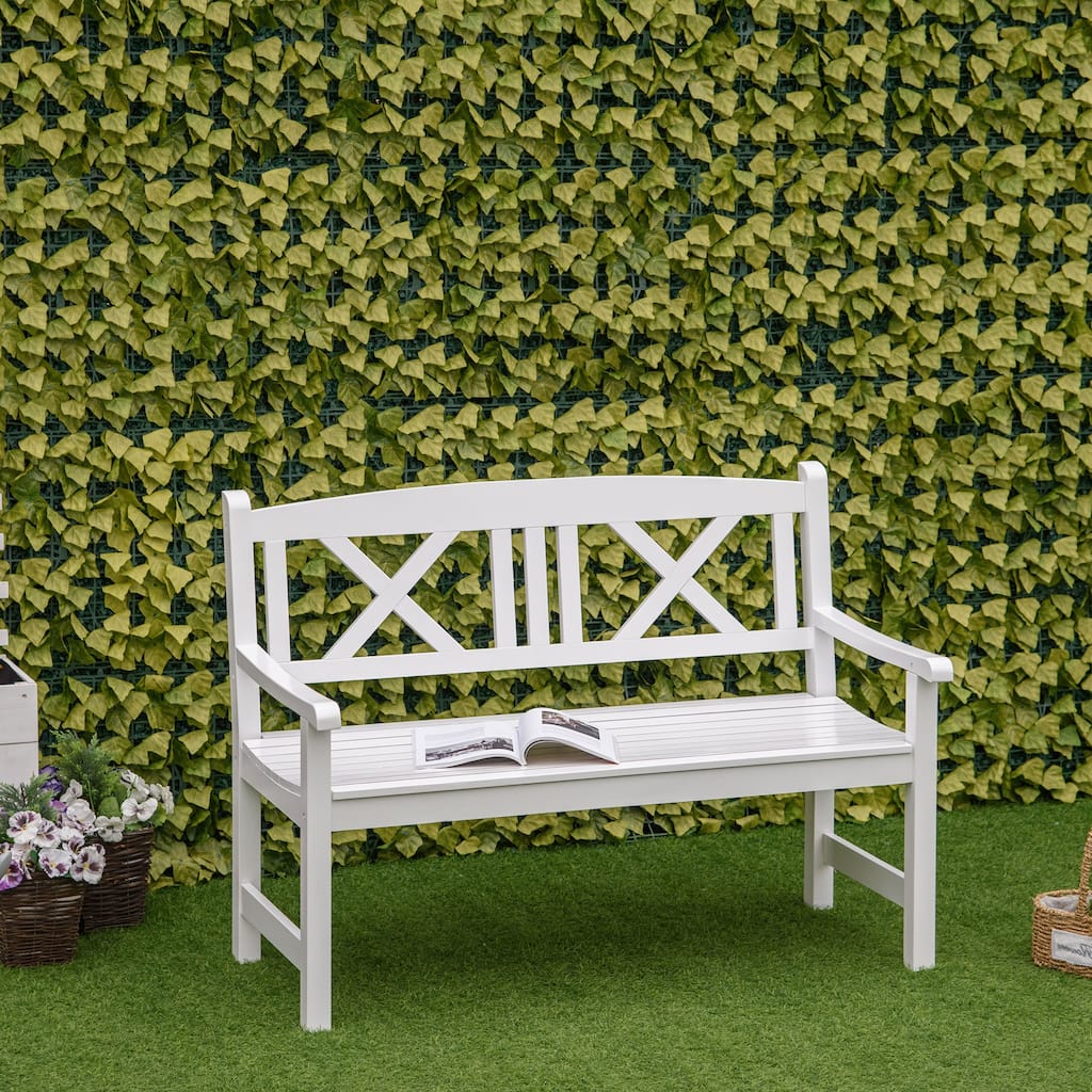 Outsunny 2-Seater Wooden Garden Bench 4FT Outdoor Patio Loveseat for Yard, Lawn, Porch
