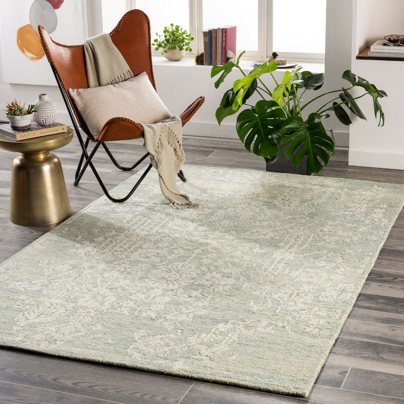 Livabliss Shilo Handmade Vintage Persian Wool Area Rug - 8'10" x 12' - Light Green