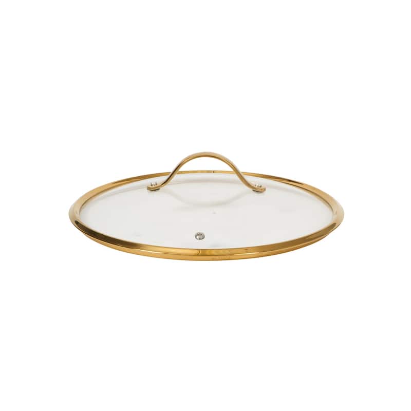 Bloomhouse Pots and Pans Heavy Duty Aluminum Premium PFA Free Ceramic Nonstick - Cappucino Cream with Gold Handle