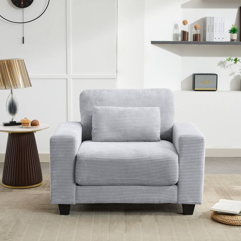 Corduroy Widened Single Sofa Chair, A Extra Lumbar Pillow