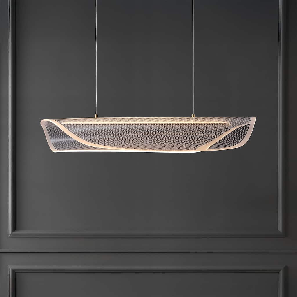 SAFAVIEH Couture Lighting Fenric Acrylic Linear Pendant, Modern LED Ceiling Light for Kitchen Island and Dining Room