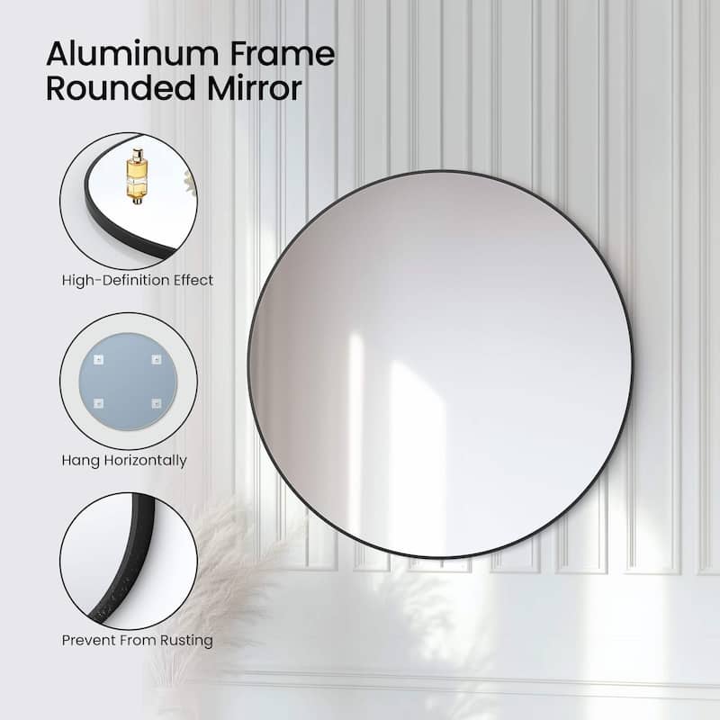 36 Inch Shatterproof Wall Mount Metal Frame Mirror