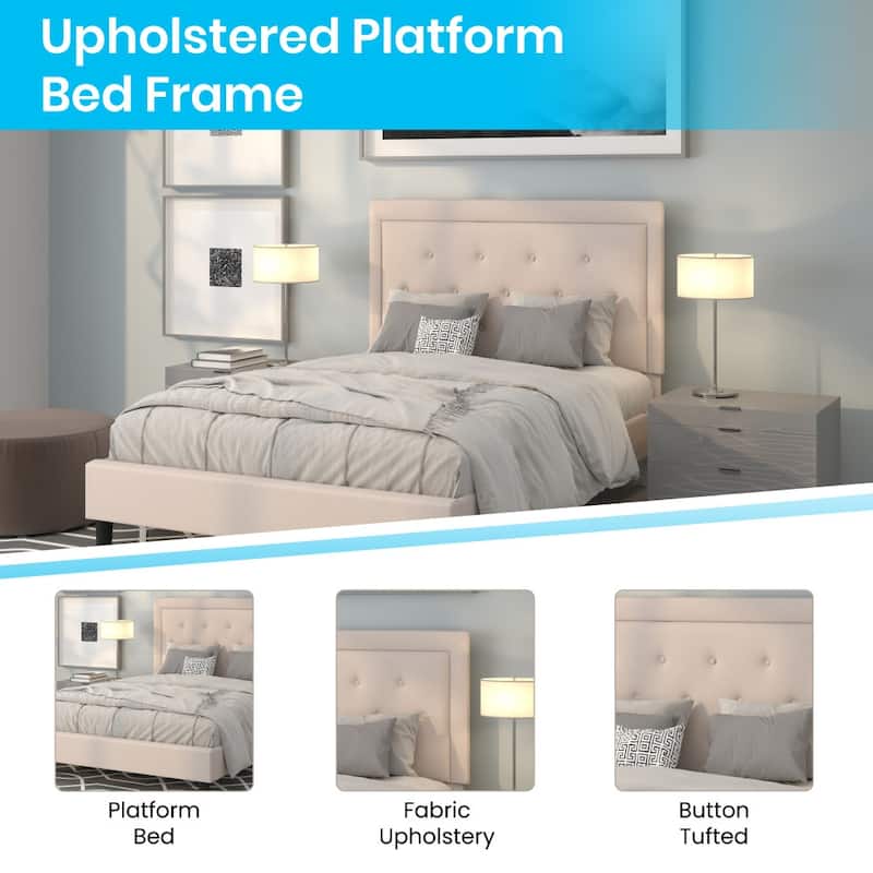 Panel Tufted Upholstered Platform Bed